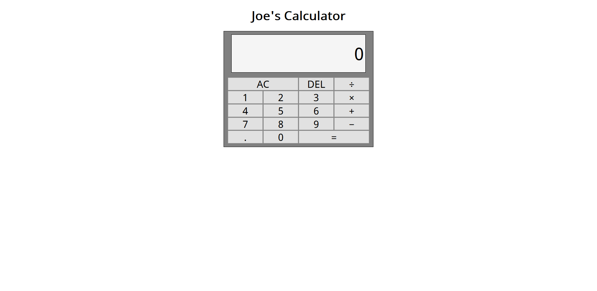 A calculator webapp that can perform basic arithmetic.