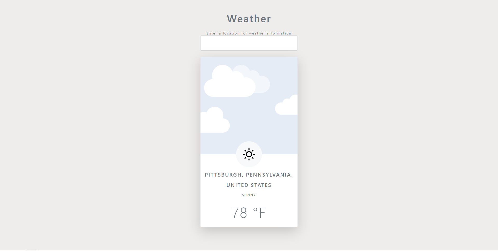 Weather webapp. Enter any location on Earth and receive realtime weather info.